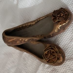 Lindsay Phillips Liz Metallic Bronze Leather Ballet Flats